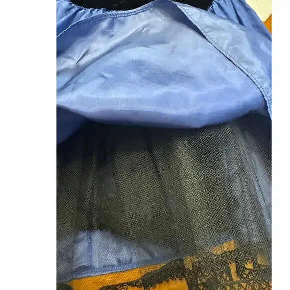 Vtg Jessica McClintock GUNNE SAX Black Velvet Blue Taffeta Party Dress Sz 5/6 - Picture 6 of 8